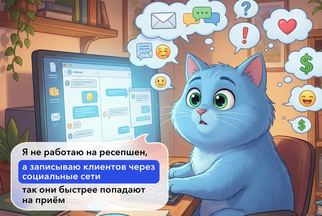 Миа записывает клиентов через социальные сети